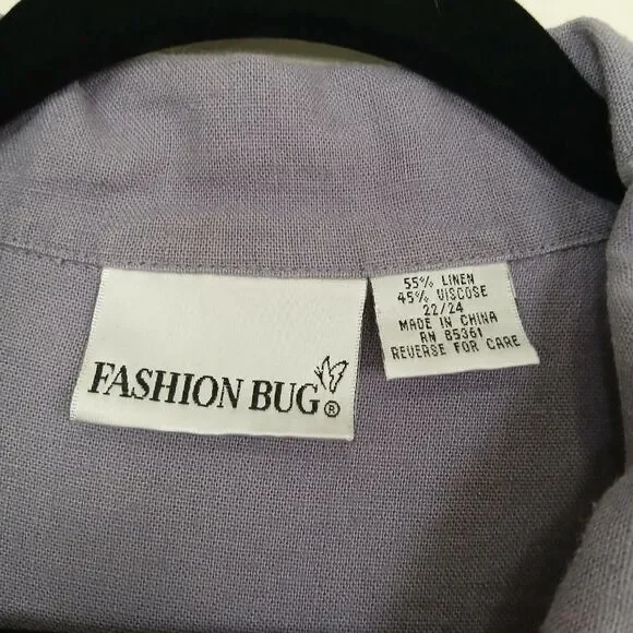 Fashion Bug Linen Blend Jacket Women 22/24 Purple Button Casual Lightweight Top - Picture 2 of 8